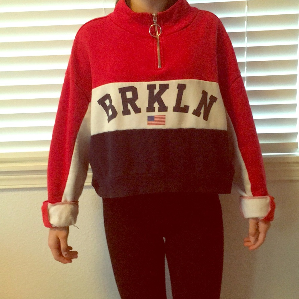 cropped quarter zip sweatshirt